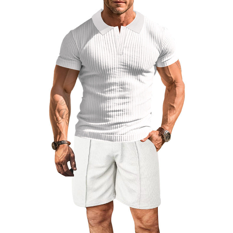 Herren modisches Polohemd mit strukturiertem Design und komfortablen Shorts Echoarchiv