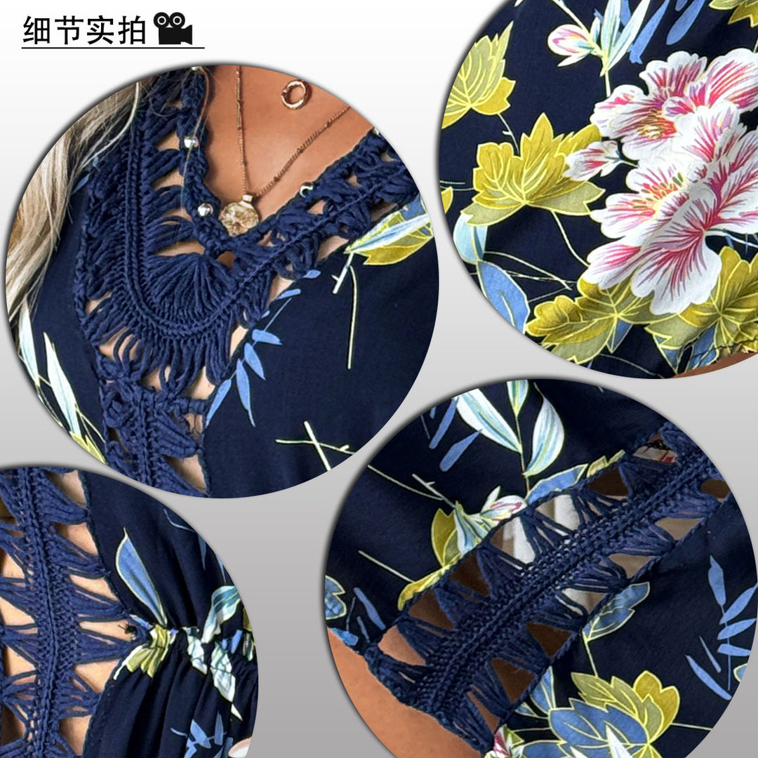 Damen Strandtunika mit floralen Details und raffiniertem Schnitt Echo Archiv