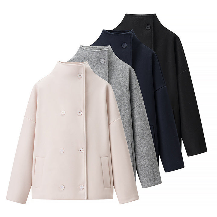 Damen Boxy Wollmix-Cabanjacke mit Stehkragen und überschnittenen Schultern Echo Archiv