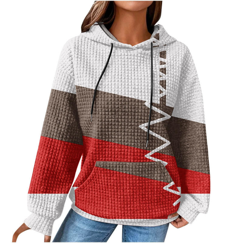Damen Modischer Kapuzenpullover im Karodesign Echoarchiv
