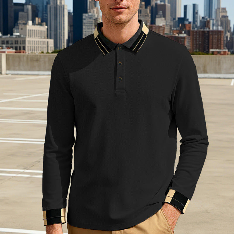 Herren nan langärmeliges Poloshirt mit Kontrastkragen und gerippten Manschetten Echo Archiv