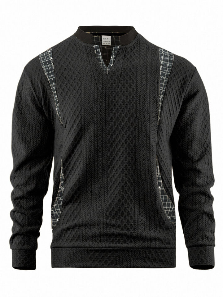 Herren Strickpullover mit modischen Karoelementen Echoarchiv