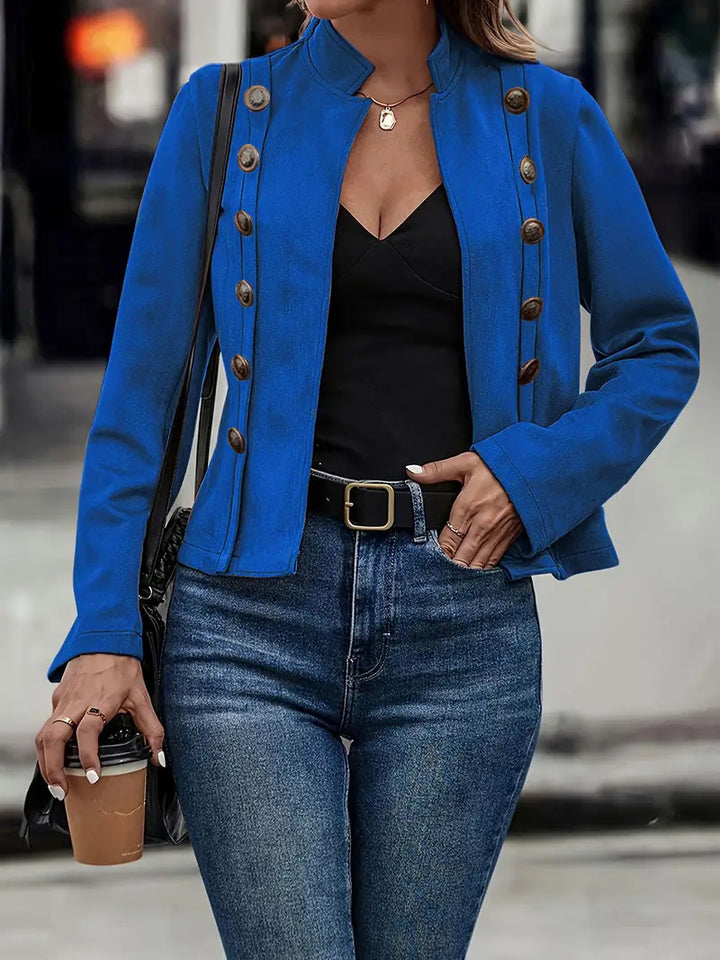 Damen nan taillierte Militärische Kurzjacke mit Stehkragen und dekorativer Doppelknopfleiste Echo Archiv