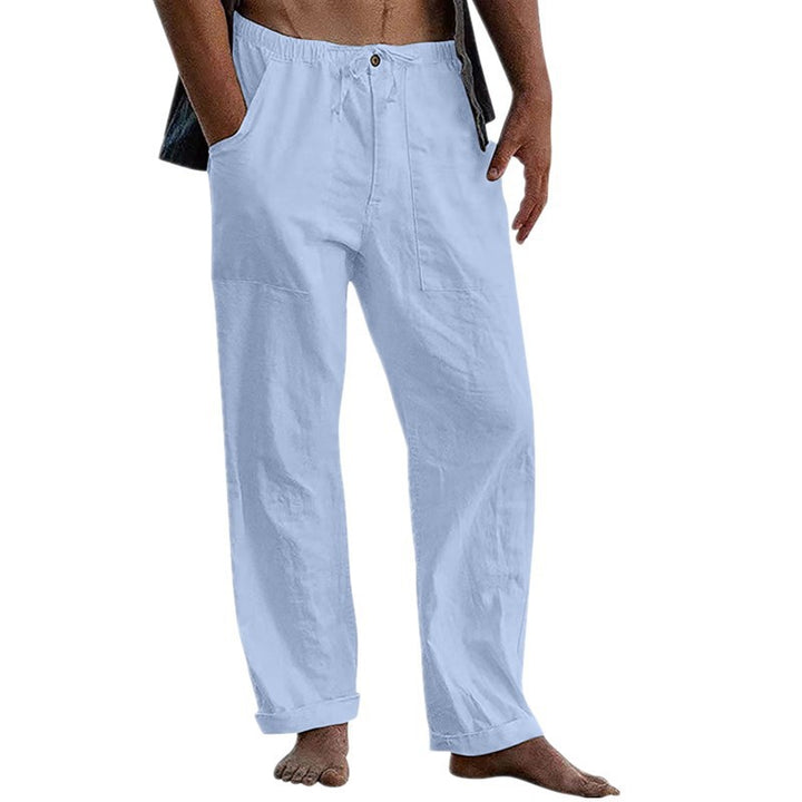 Herren lockere Leinenhose mit Gummibund und aufgesetzten Seitentaschen – Sorevano