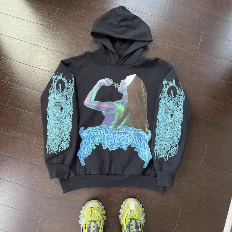 Unisex nan Kapuzensweatshirt mit Used-Frontdruck und Kängurutasche Echo Archiv