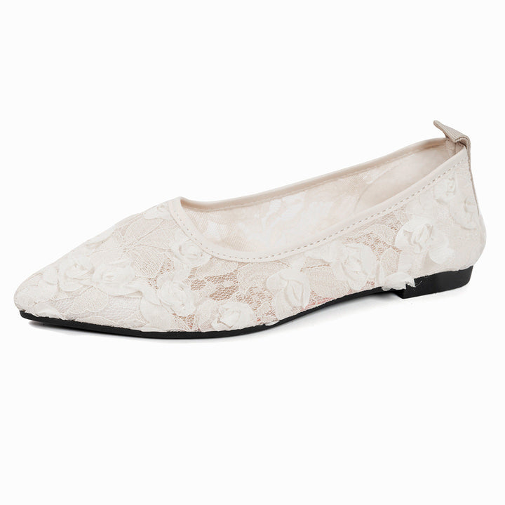 Damen elegante spitze Ballerinas mit floralen Akzenten Echoarchiv