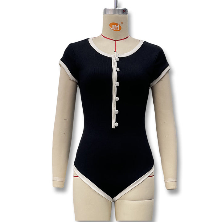 Damen Modischer Body mit Knopfdetails Echo Archiv