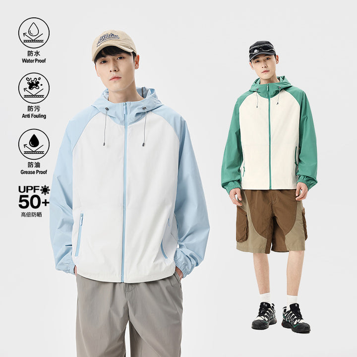 Herren Leichte Kapuzen‑Windbreaker‑Jacke mit Raglanärmeln, Zwei-Wege‑Reißverschluss und verdeckten Reißverschlusstaschen Echo Archiv