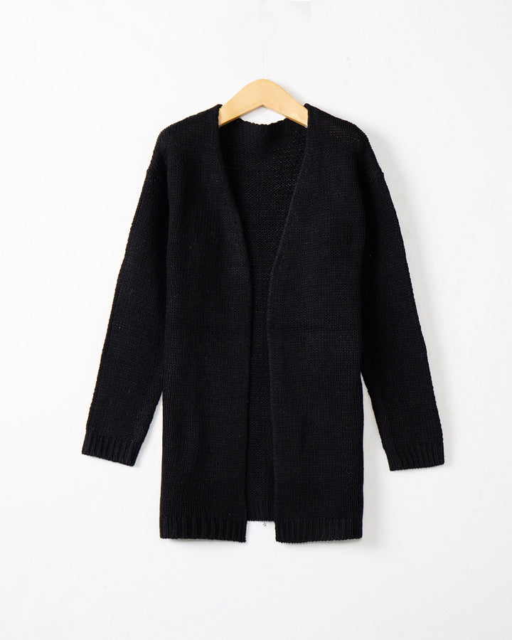 Damen Longline Strickcardigan ohne Verschluss mit offener Front und feiner Rippkante Echo Archiv