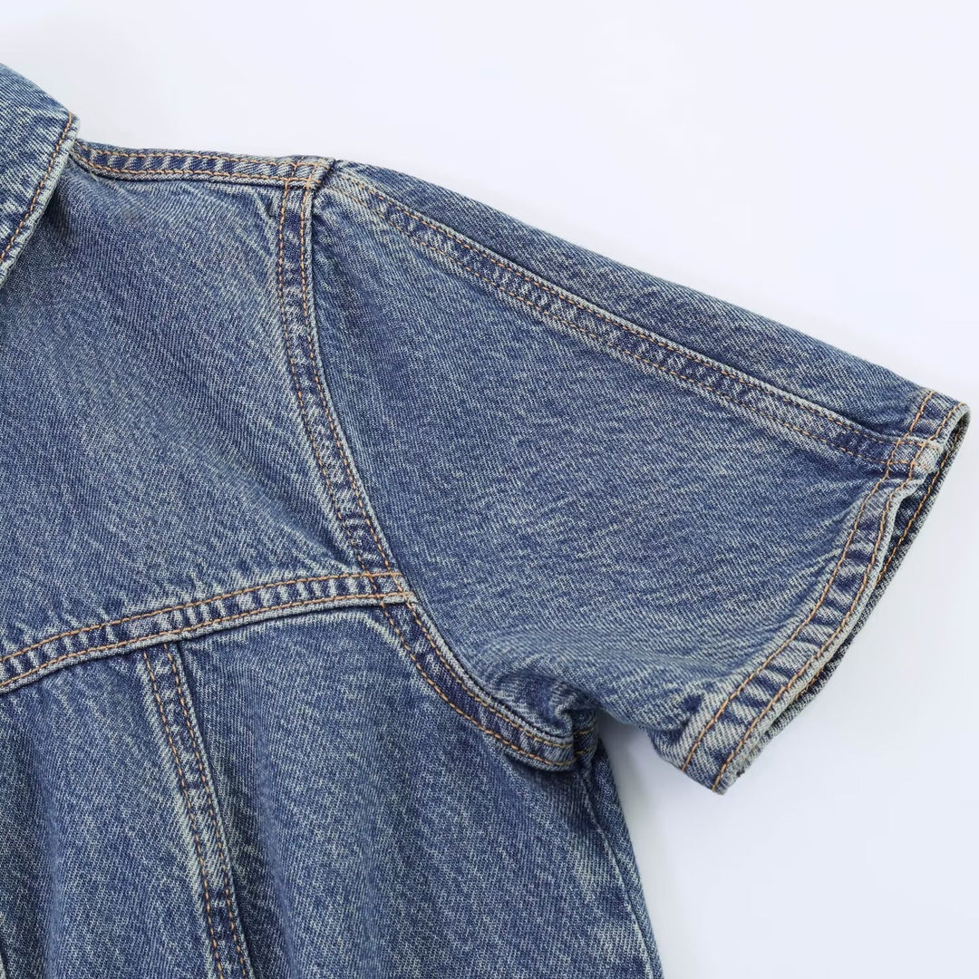 Damen Jeanskleid mit Taillengürtel und Kurzarm Echo Archiv