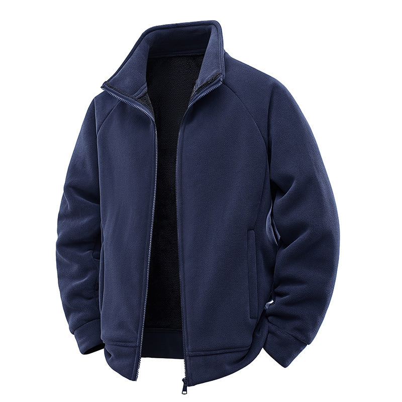 Herren Fleece-Thermojacke mit doppellagigem Teddy-Innenfutter und hohem Stehkragen Echo Archiv