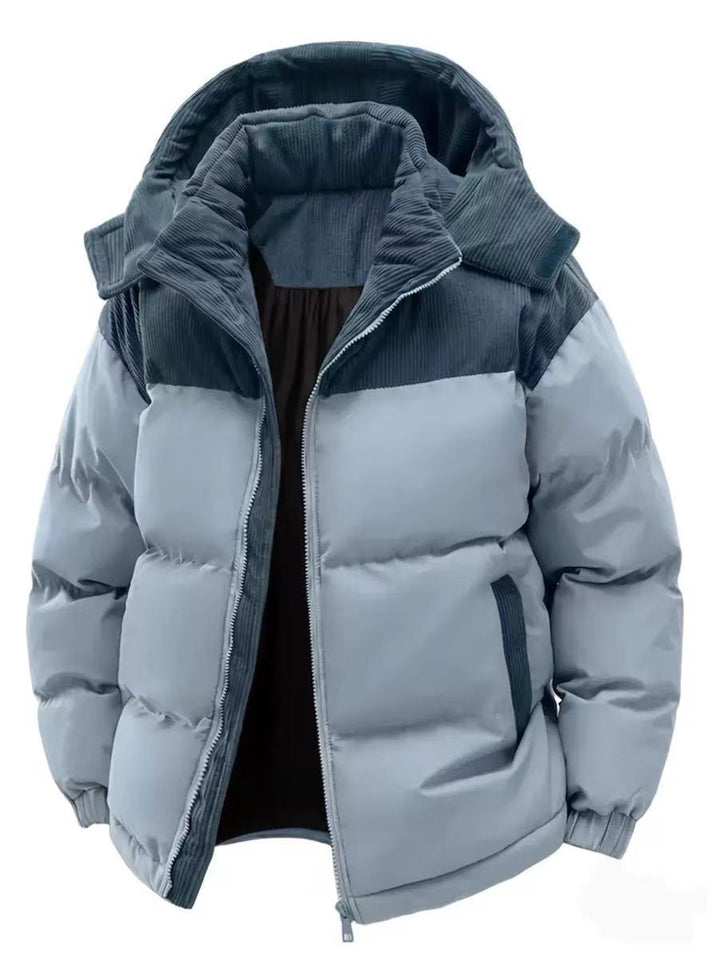 Damen Stepp-Winterjacke mit Cord-Schulterdetail, Kapuze und Zwei-Wege-Reißverschluss Echoarchiv
