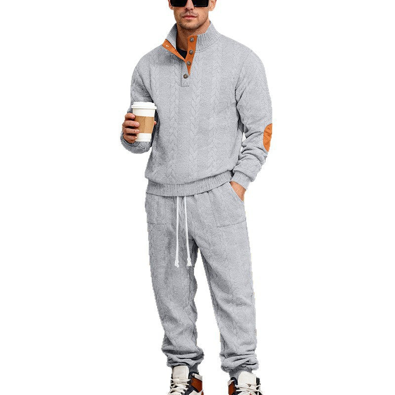Herren gemütliches Strickpullover- und Jogginganzug-Set Echoarchiv