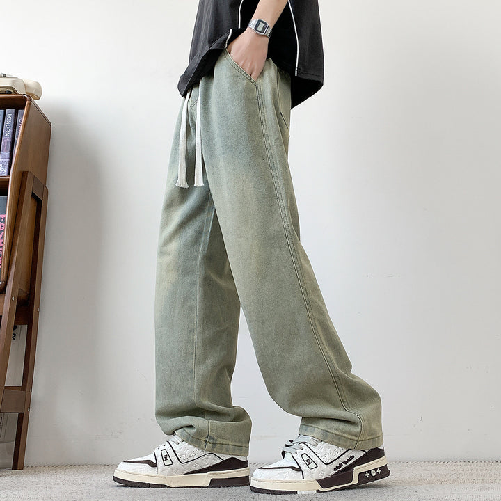 Herren weit geschnittene Denim-Hose mit verstellbarem Bund Echoarchiv