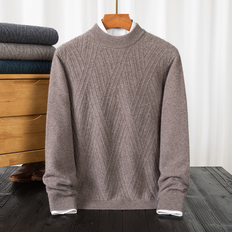 Herren eleganter Rollkragenpullover mit feinem Rautenmuster Echoarchiv