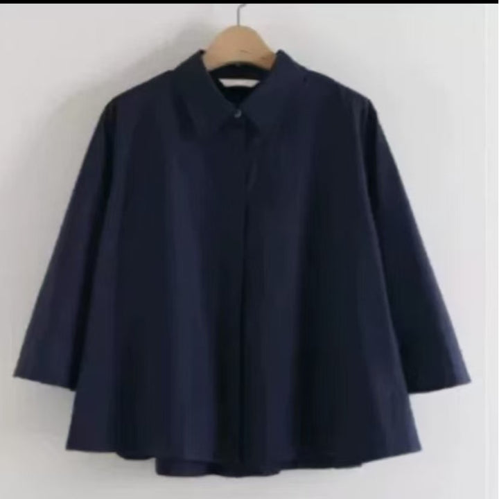 Damen Weite Oversize‑Hemdenbluse mit Cape‑Ärmeln und kastiger Silhouette Echoarchiv