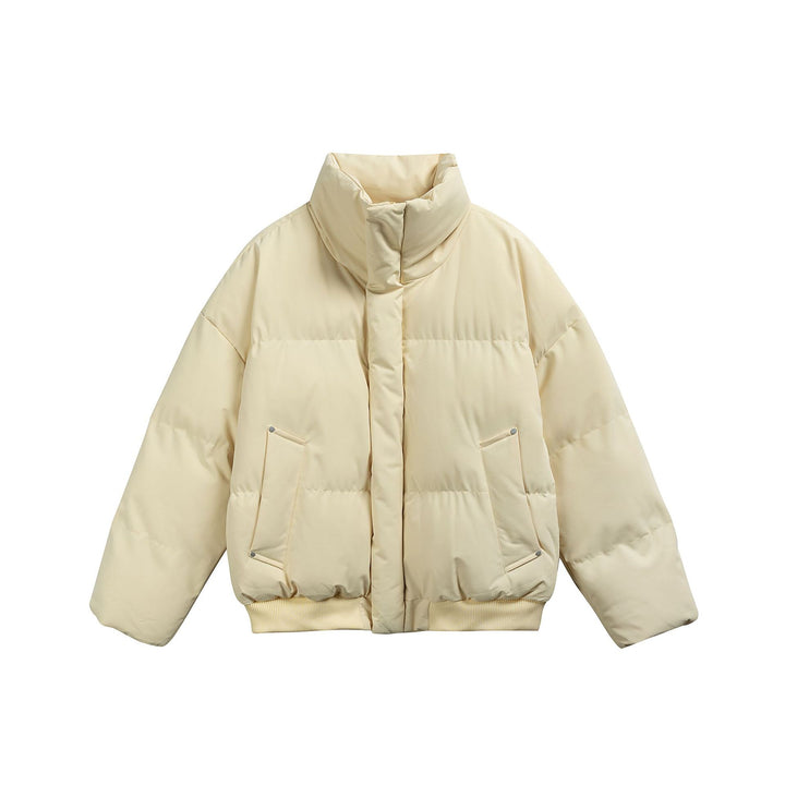 Damen Kurze wattierte Steppjacke im Boxy‑Cut mit hohem Stehkragen und Rippenbund Echoarchiv