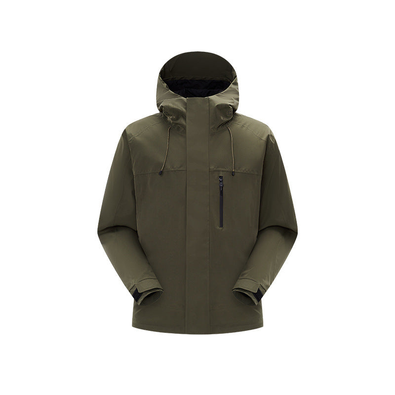 Herren Technische Regen- und Softshell-Jacke mit verstellbarer Kapuze und Brustreißverschluss Echo Archiv