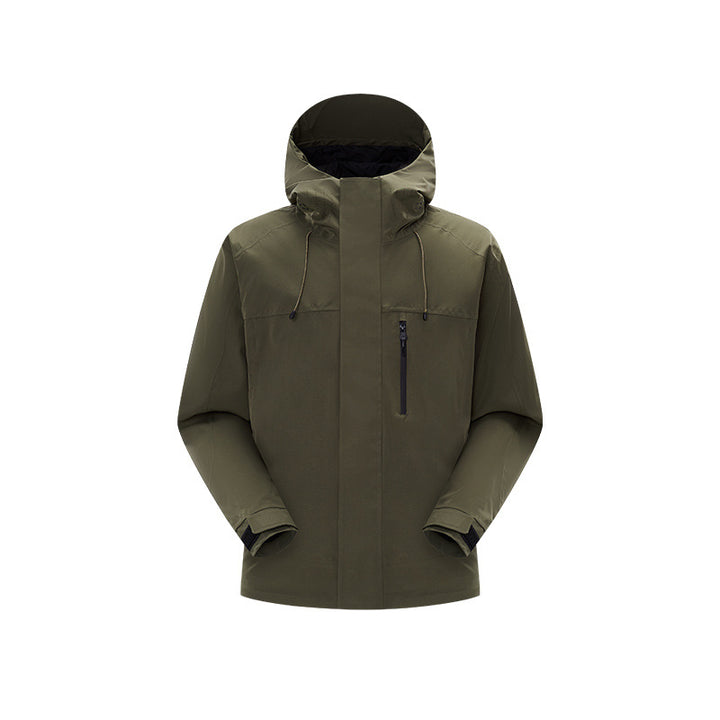 Herren Technische Regen- und Softshell-Jacke mit verstellbarer Kapuze und Brustreißverschluss Echo Archiv
