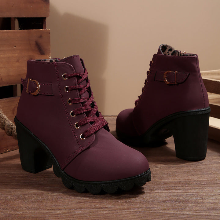 Damen nan knöchelhohe Schnürstiefelette mit robustem Blockabsatz und profilstarker Lugsohle Echo Archiv