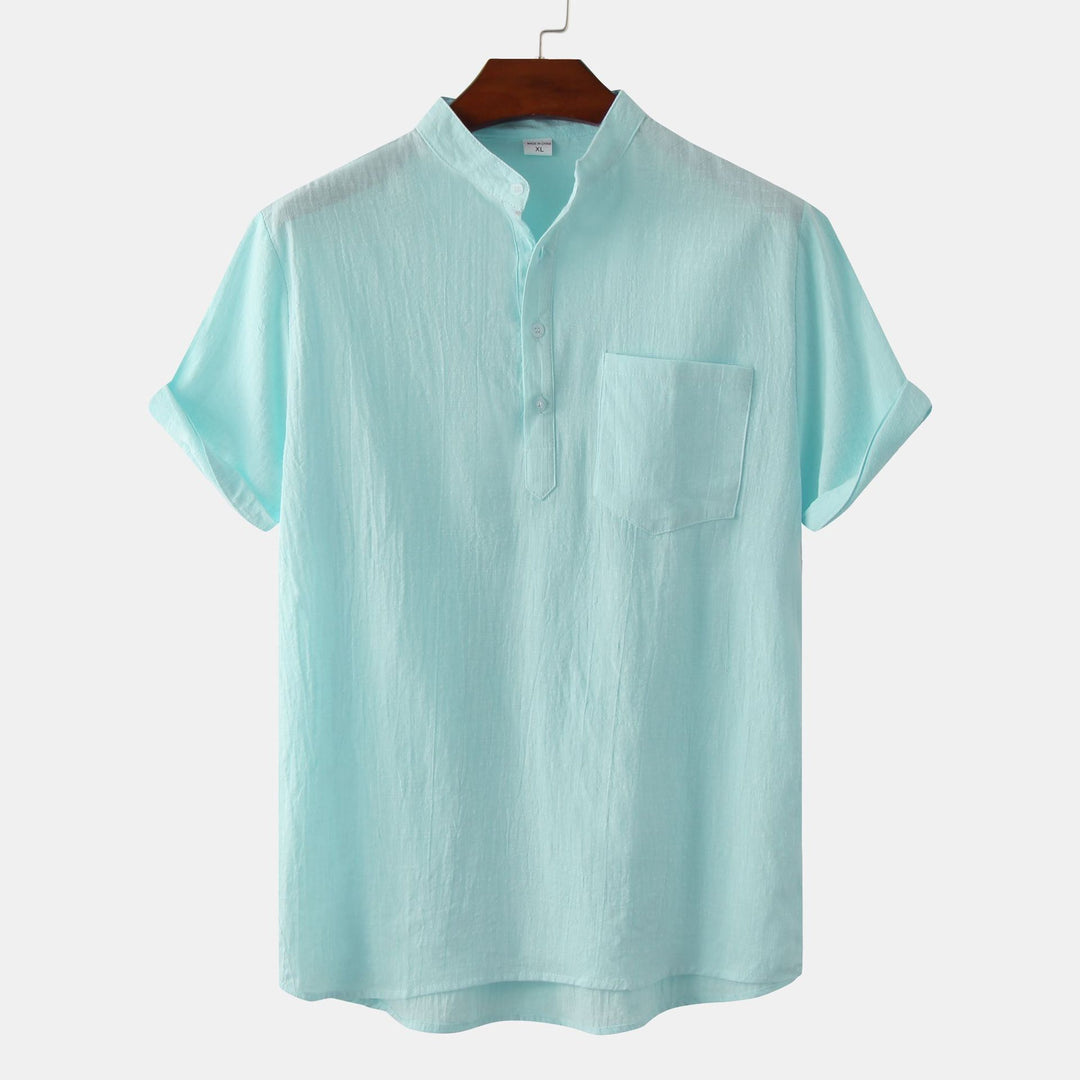 Herren Kurzarmhemd im legeren Henley-Stil mit Brusttasche Echoarchiv