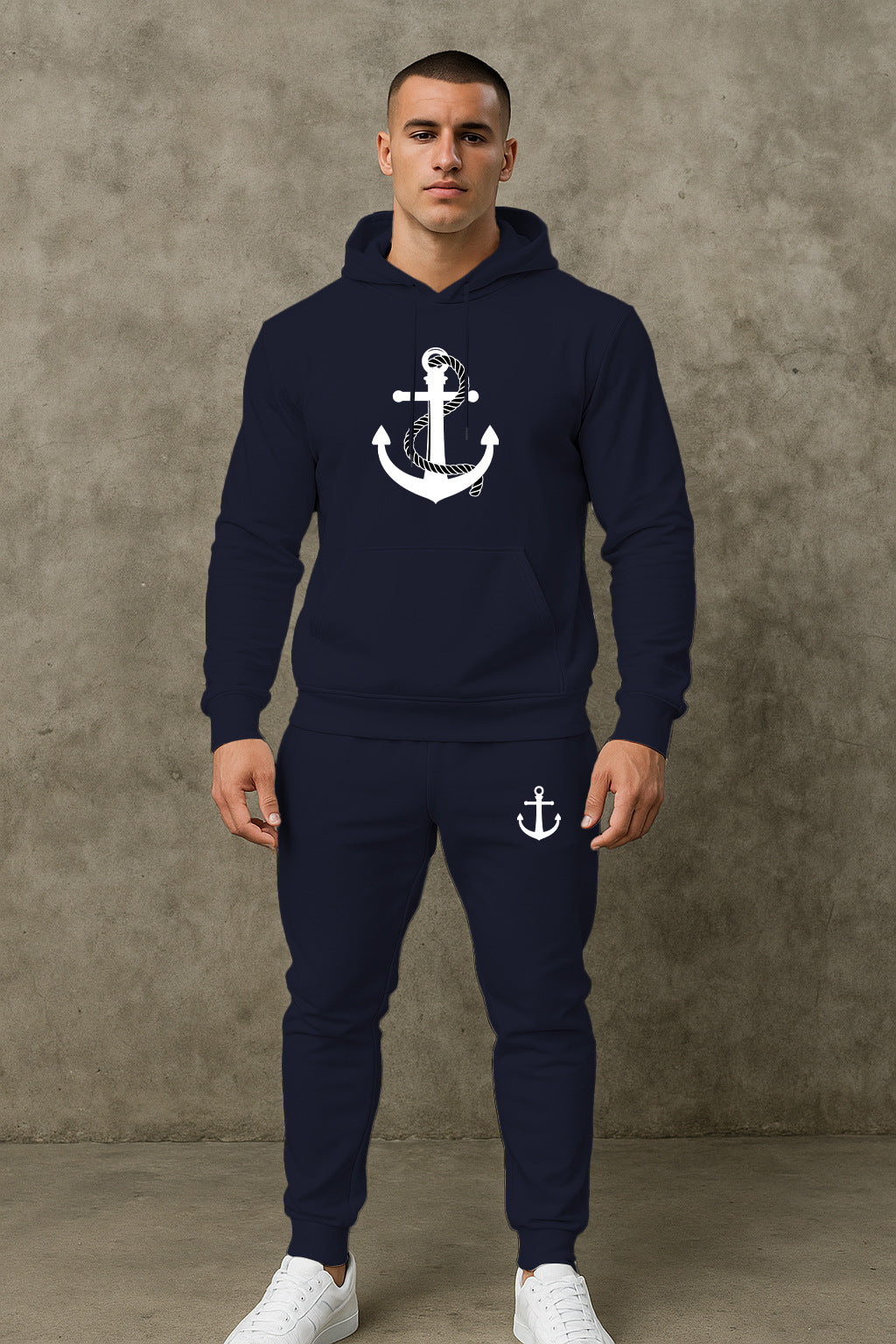 Herren Hoodie- und Jogginghose-Set mit maritimem Ankerdesign Echoarchiv