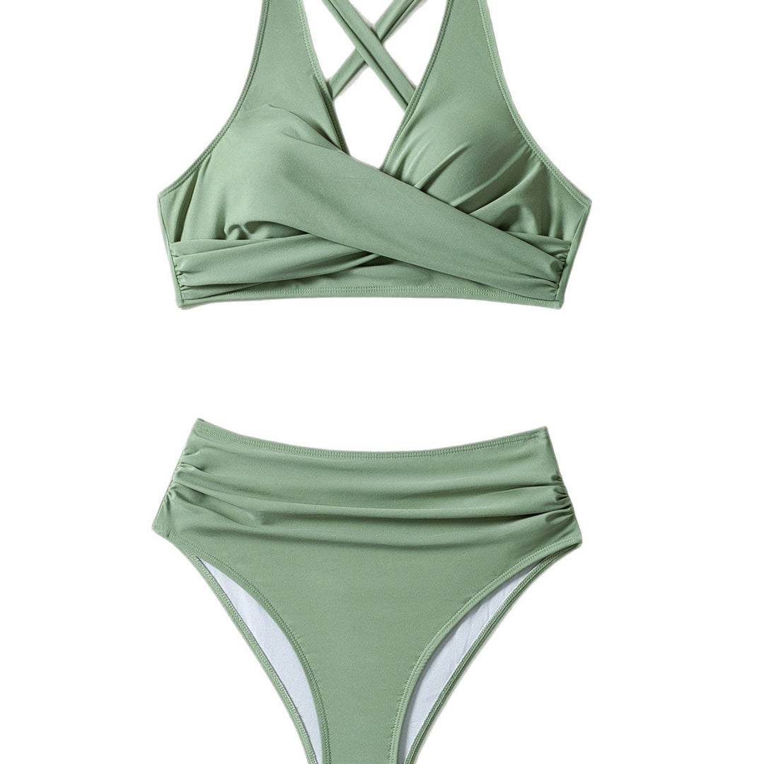 Damen Hoch tailliertes Bikini-Set mit elegantem Wickel-Design Echo Archiv