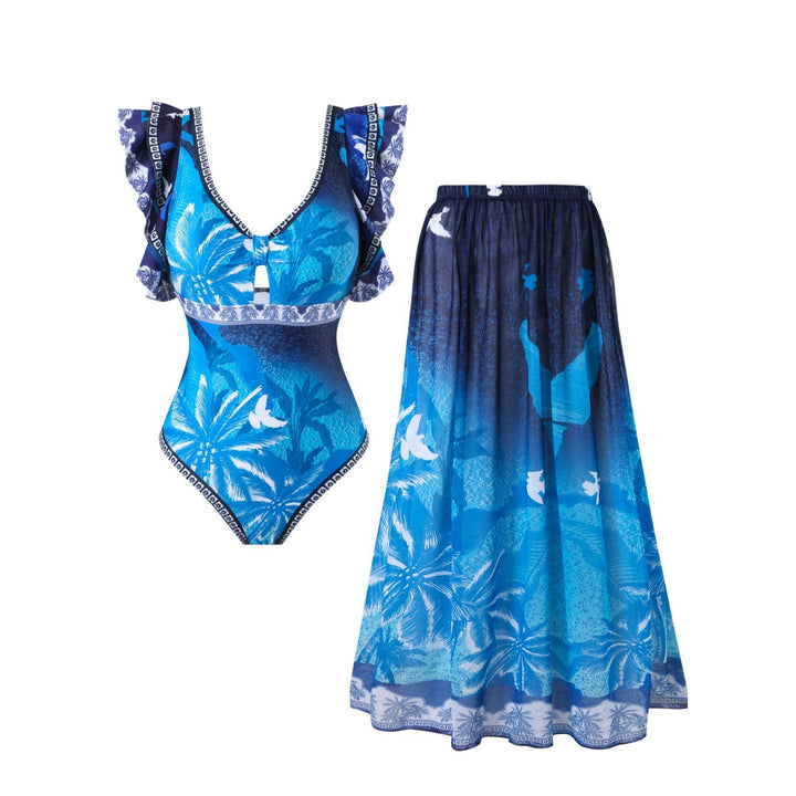 Damen Eleganter Badeanzug mit passendem Maxi-Sarong Echo Archiv