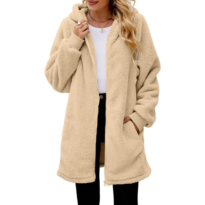 Damen kuschelige Fleecejacke mit Kapuze und Reißverschluss Echoarchiv