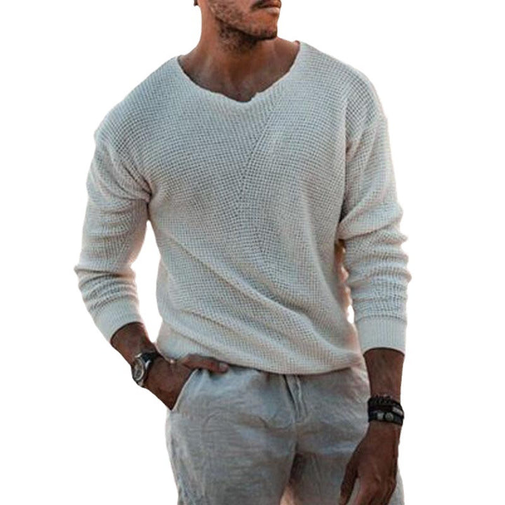 Herren V-Ausschnitt Strickpullover mit strukturiertem Design Echoarchiv