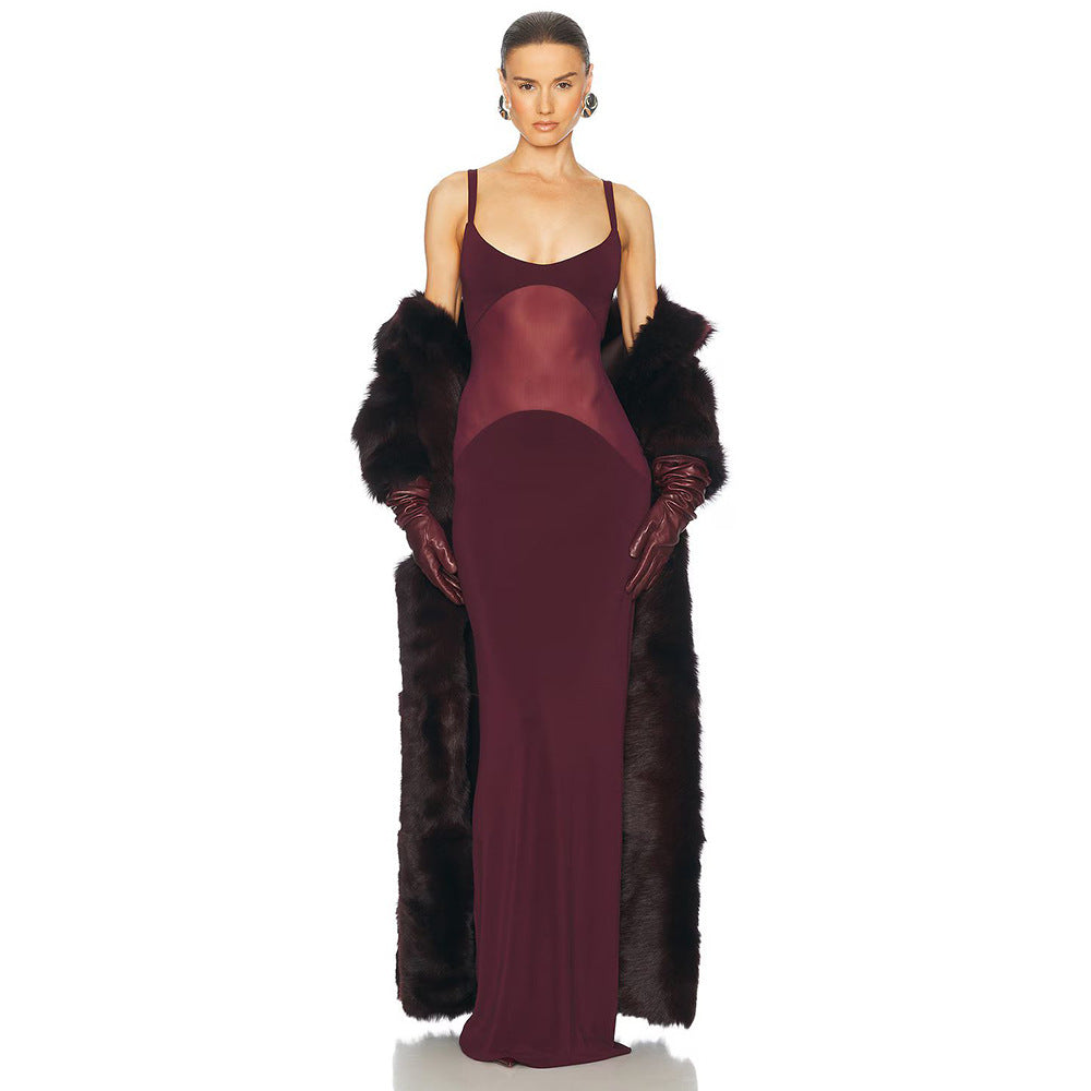 Damen elegantes Maxikleid mit schmeichelndem Schnitt und verstellbaren Spaghetti-Trägern Echo Archiv