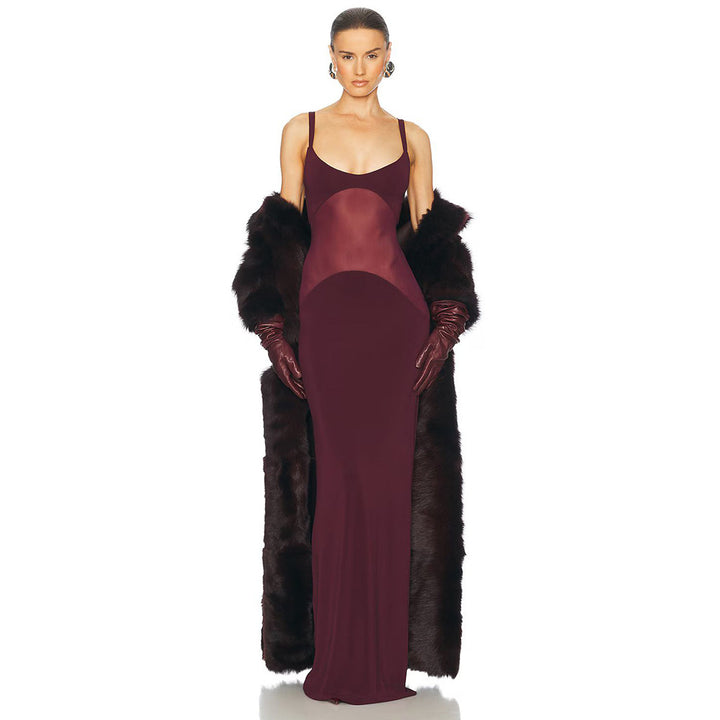 Damen elegantes Maxikleid mit schmeichelndem Schnitt und verstellbaren Spaghetti-Trägern Echo Archiv