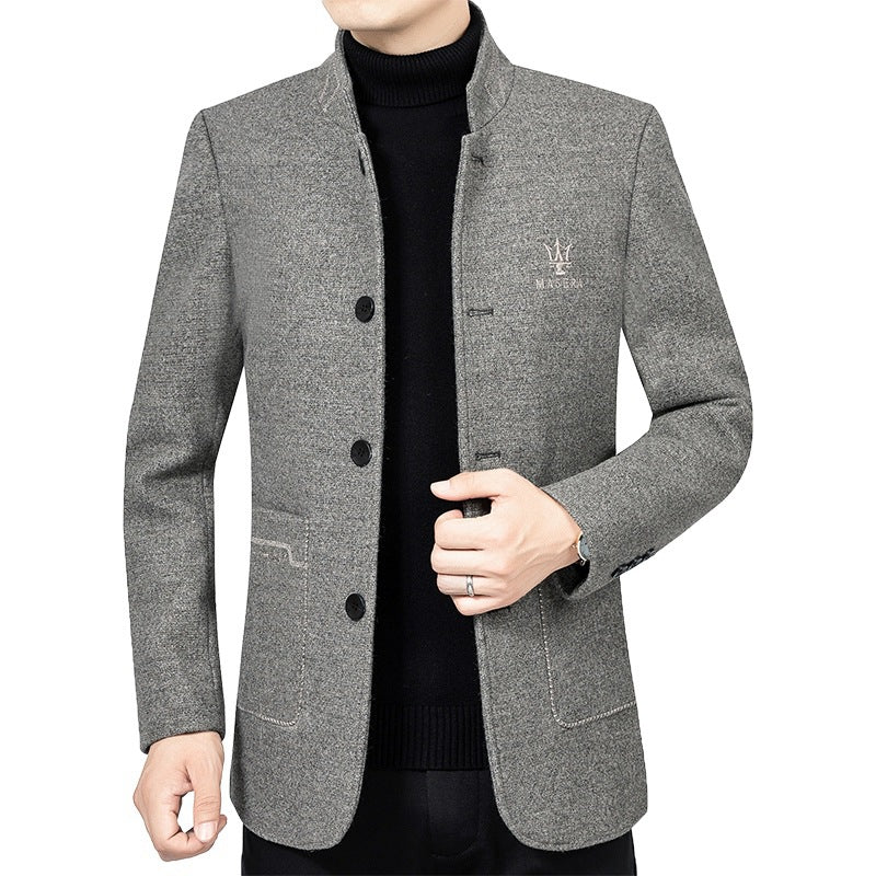 Herren Kurzmantel mit Stehkragen und aufgesetzten Taschen aus Wollmischung – Montevé