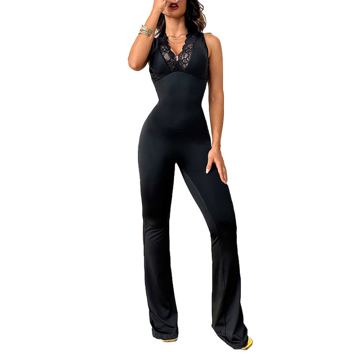 Damen eleganter Jumpsuit mit Spitzenapplikationen Echo Archiv