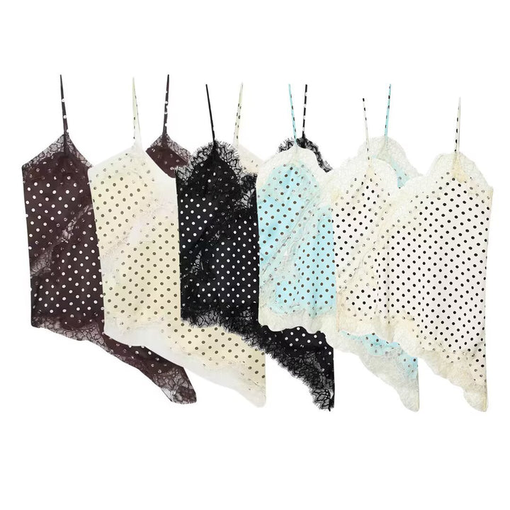 Damen-Spitzen-Camisole mit asymmetrischem Schnitt und eleganten Punkten Echo Archiv