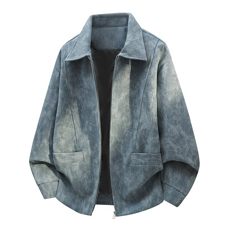 Herren Oversize-Bomberjacke im Used-Effekt mit Stehkragen, elastischem Bund und Pattentaschen Echoarchiv