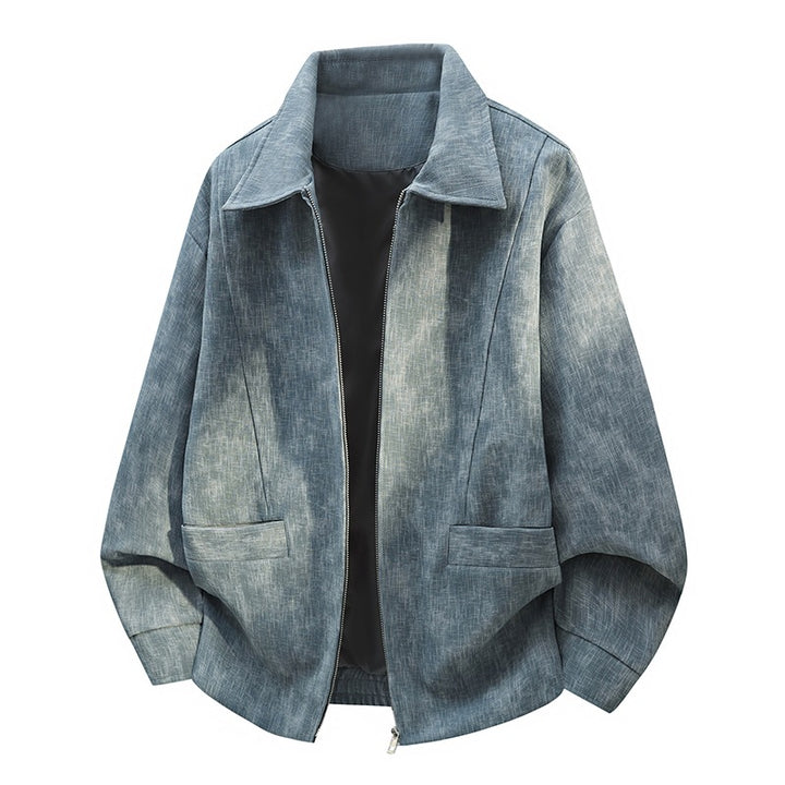 Herren Oversize-Bomberjacke im Used-Effekt mit Stehkragen, elastischem Bund und Pattentaschen Echoarchiv