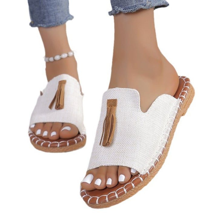 Damen Offene Pantoletten mit Quaste im Espadrille‑Stil – Sorelia