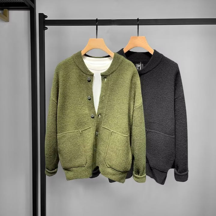 Damen Bequemer Cardigan mit Knopfleiste und Taschen – Veloura