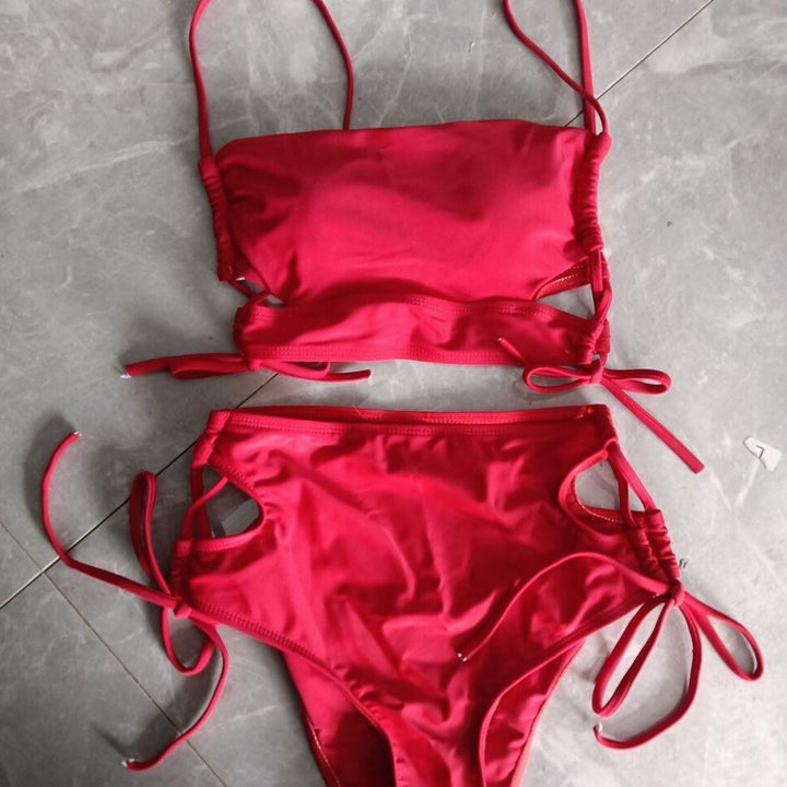 Damen Bikini-Set mit hohem Bund und modischem Knotendetail Echo Archiv
