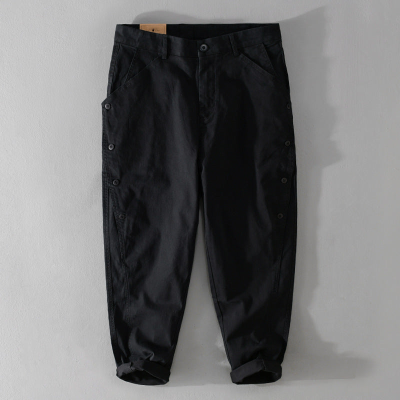 Herren lässige konische Hose mit seitlicher Knopfleiste und Umschlag Echoarchiv