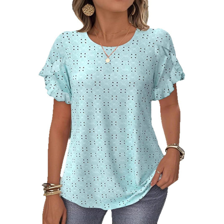 Damen nan Broderie-Anglaise-Bluse mit doppeltem Volantärmel und legerer Hüftlänge Echo Archiv