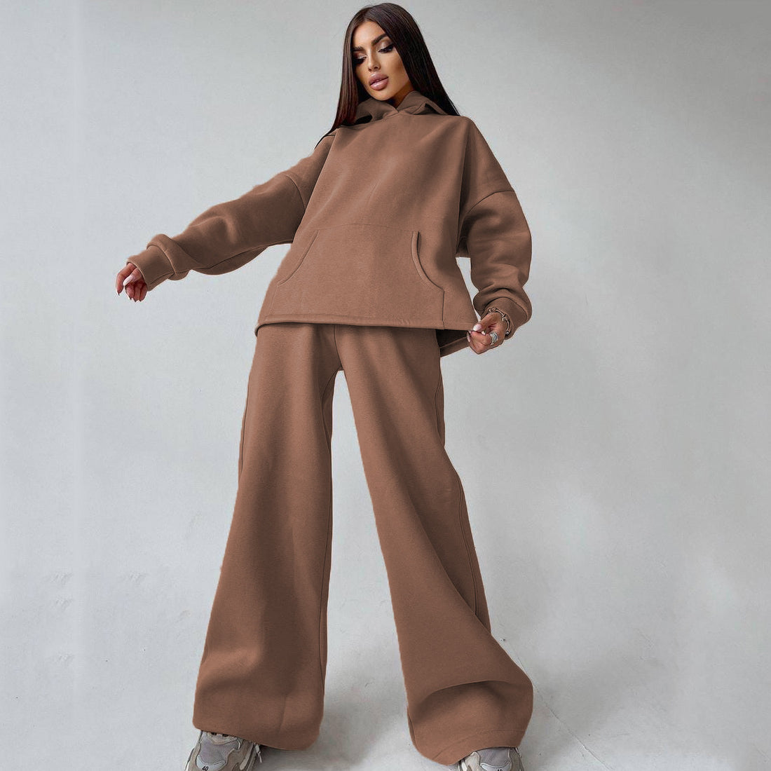 Damen weiches Oversize Hoodie mit weitem Schlag Jogginghose Set – Auréline