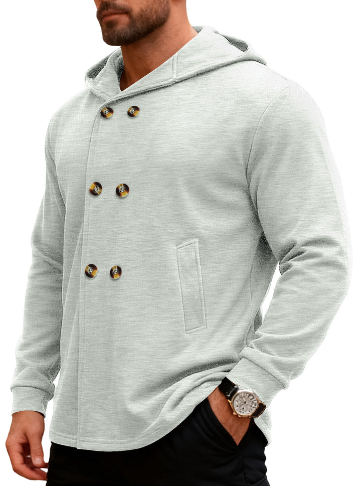 Herren Kapuzensweater mit doppelter Knopfverschluss und seitlichen Taschen Echoarchiv