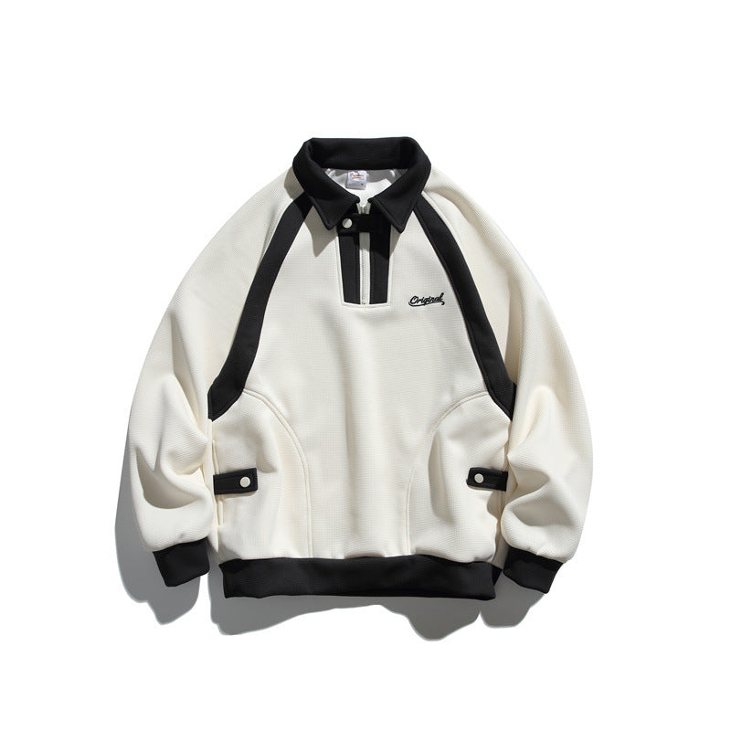 Unisex Oversize Halfzip-Sweatshirt mit kontrastierendem Hemdkragen und Raglanärmeln Echoarchiv
