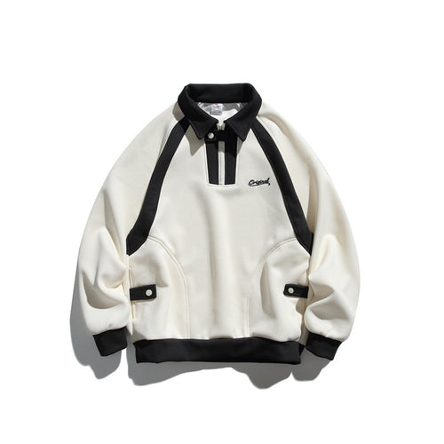 Unisex Oversize Halfzip-Sweatshirt mit kontrastierendem Hemdkragen und Raglanärmeln Echoarchiv
