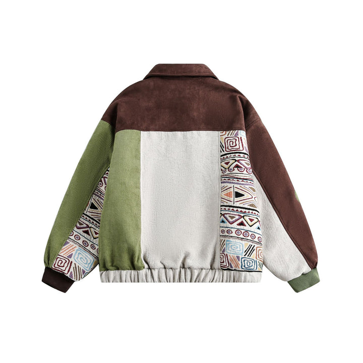 Herren Patchwork Cord- und Wildleder-Blouson mit Stickdetail Echoarchiv