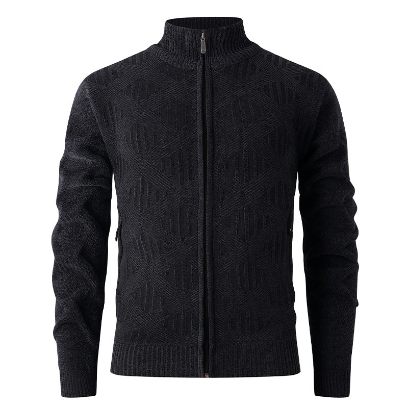 Herren Strickjacke mit modernem Reißverschluss und strukturiertem Design Echoarchiv