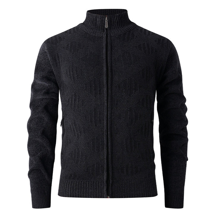 Herren Strickjacke mit modernem Reißverschluss und strukturiertem Design Echoarchiv