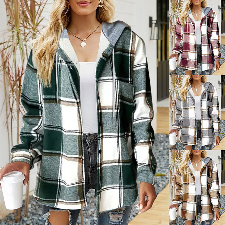 Frauen Oversized Hoodie mit Druckknopfverschluss und Kontrastbesatz – Auréline